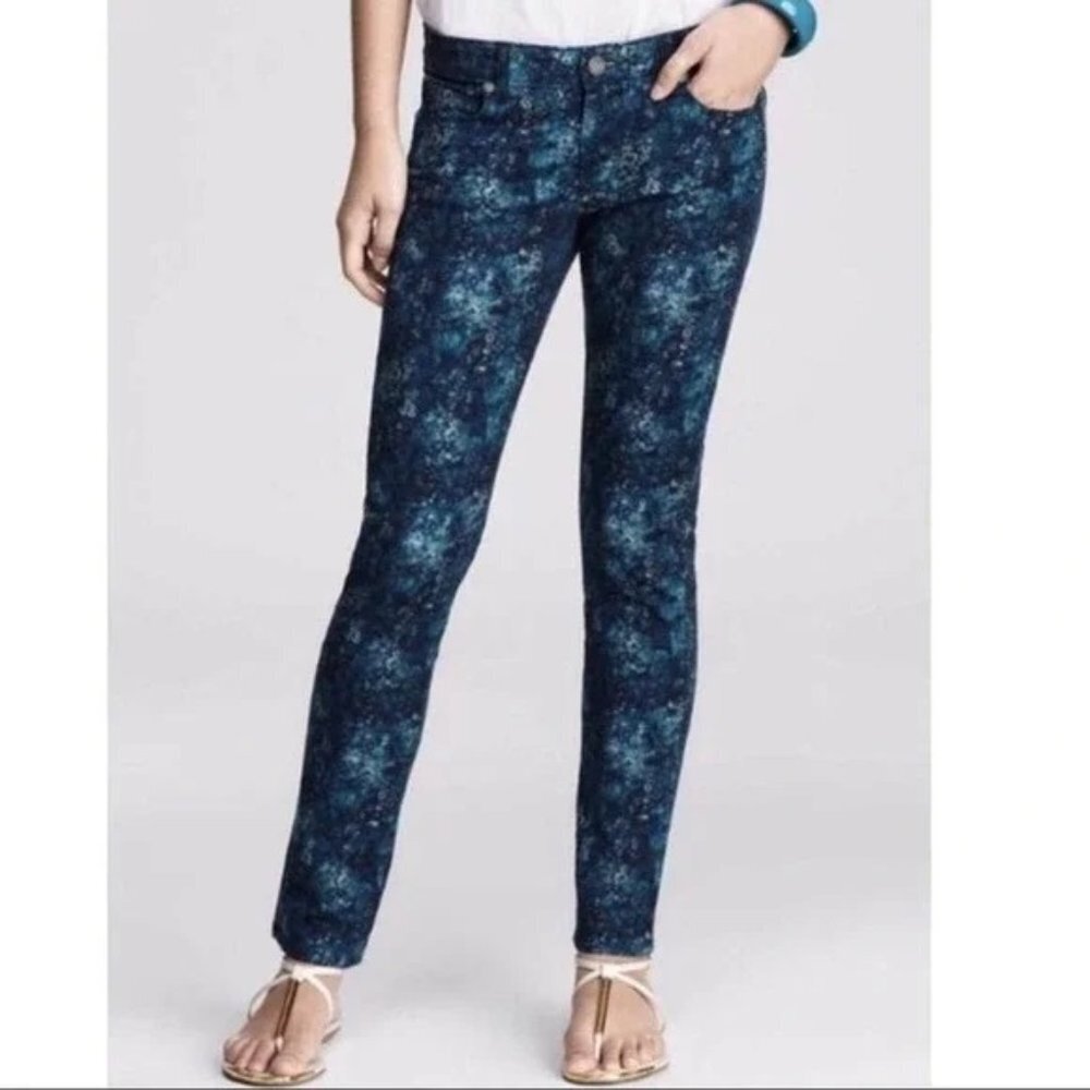 Paige Skyline Ankle Peg Women's Green Floral Watercolor Ankle Jeans Size 30